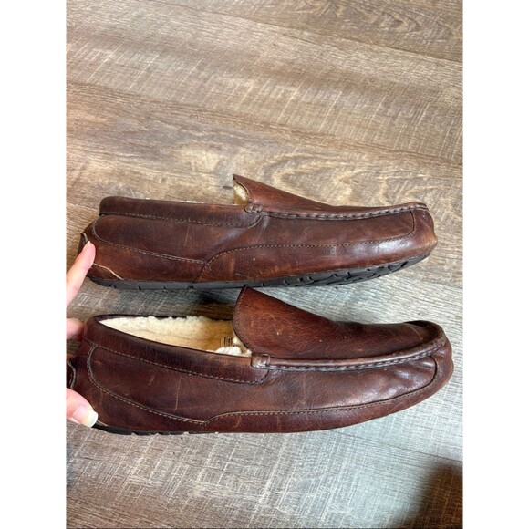 UGG Men\'s Ascot Leather Slippers Size 15 Chestnut Brown Slip-On Moccasin main image 3